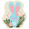 A cute rabbit sits in a lotus position