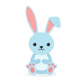 Cute rabbit sitting isolated on white background. Little bunny blue in flay style. Royalty Free Stock Photo