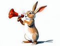 rabbit rights rally: cute bunny makes a statement with a megaphone