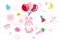 Cute rabbit story collection, celebration, party and holiday pin