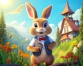 cute rabbit is in a suit for a children\'s book.