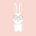 Cute rabbit wear glasses.