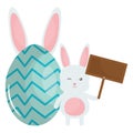 Cute rabbit with wooden label character