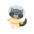 Cute raccoon astronaut. Vector illustration on white background.