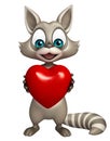 Cute Raccoon cartoon character with heart Royalty Free Stock Photo