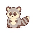 Cute raccoon cartoon comic character with smiling face happy emoji anime kawaii style funny animals for kids concept