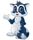 Cute raccoon cartoon waving hand Royalty Free Stock Photo