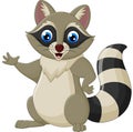 Cute raccoon cartoon waving Royalty Free Stock Photo