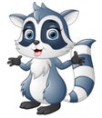 Cute raccoon cartoon waving Royalty Free Stock Photo