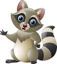 Cute raccoon cartoon waving Royalty Free Stock Photo