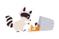 Cute Raccoon Character with Ringed Tail Digging in Dustbin Vector Illustration Royalty Free Stock Photo