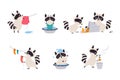 Cute Raccoon Character with Ringed Tail Engaged in Different Activity Vector Set Royalty Free Stock Photo