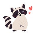 Cute Raccoon Character with Ringed Tail Feeling Love Emotion Vector Illustration
