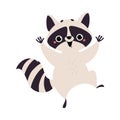 Cute Raccoon Character with Ringed Tail Jumping with Joy Vector Illustration
