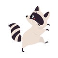 Cute Raccoon Character with Ringed Tail Sneaking Vector Illustration