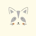Cute Raccoon face. Cartoon animal simple portrait, vector illustration Royalty Free Stock Photo