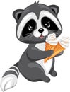 Cute raccoon holding two ice creams