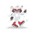 Cute raccoon playing roller skates mascot cartoon design vector