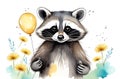 cute raccoon with a balloon