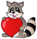 Cute racoon holding heart Royalty Free Stock Photo