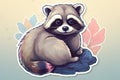 Cute racoon sticker