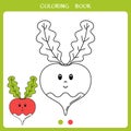 Cute radish for coloring book