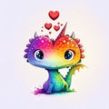 A cute rainbow chibi dragon