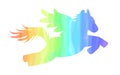 cute rainbow color magic creature. Flying pony.