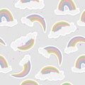 Cute rainbow seamless pattern. Sweet rainbow and clouds background Royalty Free Stock Photo