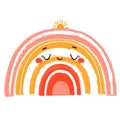 Cute rainbow. vector illustration for kids. Print for baby clothes with adorable happy character. nursery design