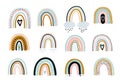 Cute rainbow vector set background with hearts, drops, clouds and other design elements for baby pattern print. Isolated