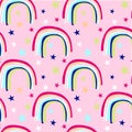Cute Rainbows seamless background pattern
