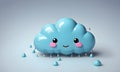 Cute Rainy Cloud 3D Art Animated Graphic, Weather Card Banner Website Design Background - ai generated