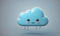 Cute Rainy Cloud 3D Art Animated Graphic, Weather Card Banner Website Design Background - ai generated