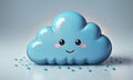Cute Rainy Cloud 3D Art Animated Graphic, Weather Card Banner Website Design Background - ai generated