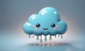 Cute Rainy Cloud 3D Art Animated Graphic, Weather Card Banner Website Design Background - ai generated