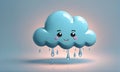 Cute Rainy Cloud 3D Art Animated Graphic, Weather Card Banner Website Design Background - ai generated