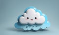 Cute Rainy Cloud 3D Art Animated Graphic, Weather Card Banner Website Design Background - ai generated