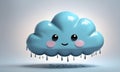 Cute Rainy Cloud 3D Art Animated Graphic, Weather Card Banner Website Design Background - ai generated