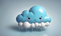 Cute Rainy Cloud 3D Art Animated Graphic, Weather Card Banner Website Design Background - ai generated