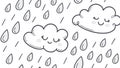 Cute Rainy Clouds & Droplets Seamless Pattern, vector design Generative AI Royalty Free Stock Photo