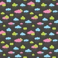 Cute rainy clouds seamless pattern.