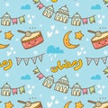 Cute Ramadan doodle seamless pattern