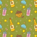 Cute Ramadan doodle seamless pattern