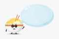 Cute ramen mascot with bubble speech