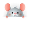 Cute Rat on board - Chinese Zodiac Sign Year of Rat - vector illustration isolated on transparent background