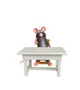 cute Rat cartoon character with table and chair Royalty Free Stock Photo