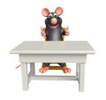 cute Rat cartoon character with table and chair Royalty Free Stock Photo