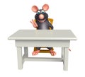 cute Rat cartoon character with table and chair Royalty Free Stock Photo