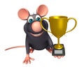 cute Rat cartoon character with winning cup Royalty Free Stock Photo